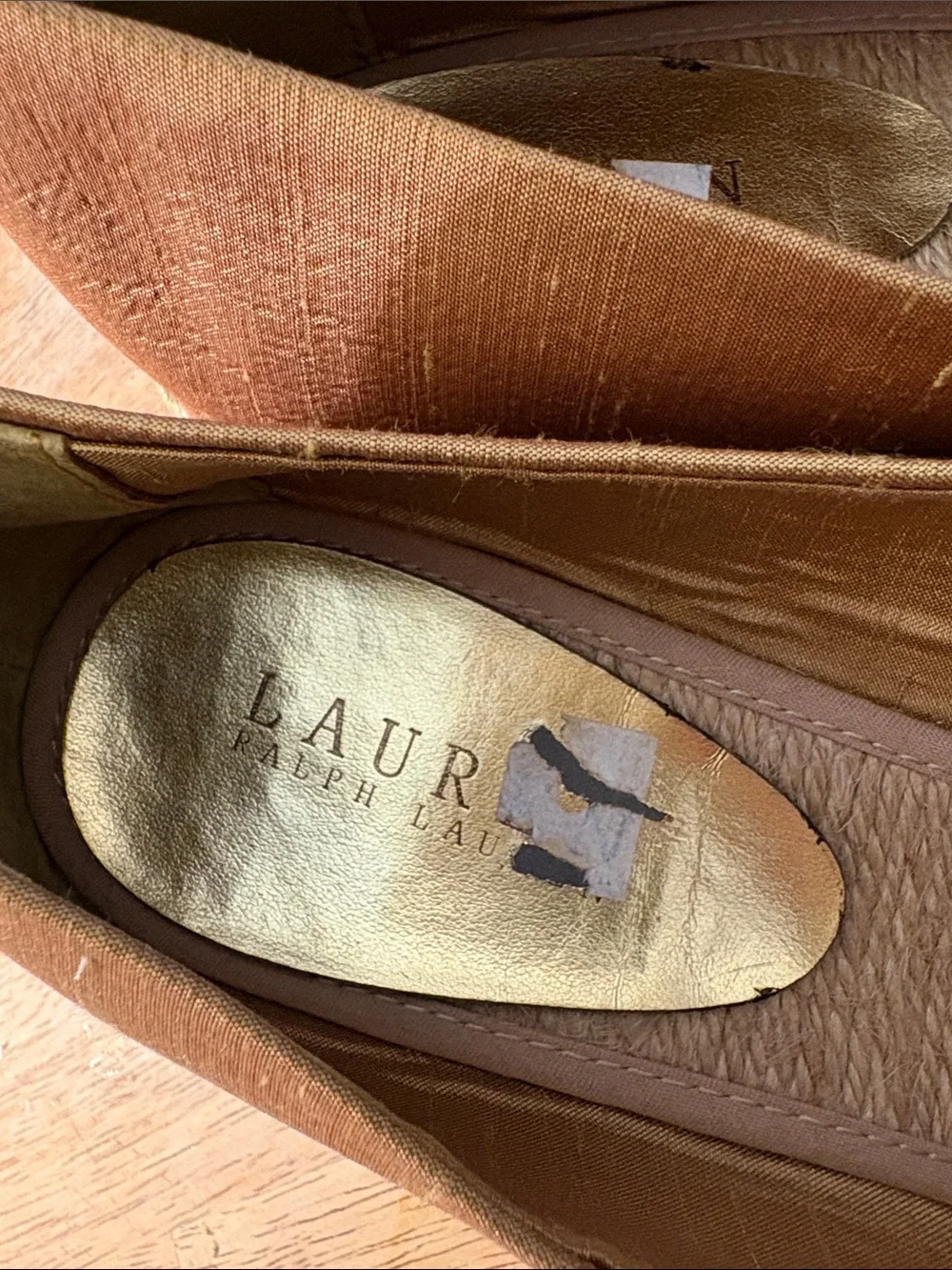 Lauren Ralph Lauren Metallic Bronze Open-Toe Espadrille Wedges size 9.5